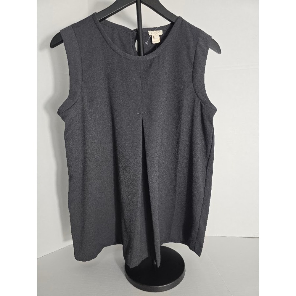 J.Crew‎ Factory Black Sleeveless Pleated Front Polyester Top Women's Size 6 NWT